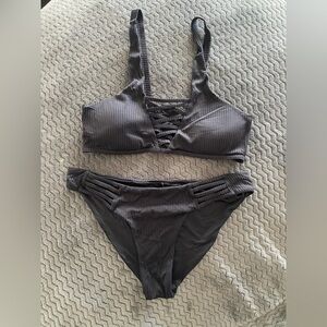 TiniBikini Charcoal Ribbed Swimwear